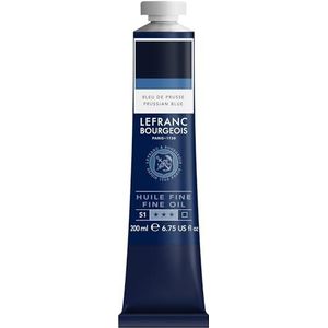 Lefranc Bourgeois 301824 Fijne olieverf van uitstekende kwaliteit, lichtecht met een gelijkmatige consistentie, tube van 200 ml, ideaal voor spieraammen, canvas, schilderbord - Pruisisch blauw