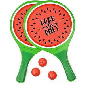 Legami - Strandrackets, 2 rackets en 3 ballen, ergonomische handgreep, inclusief tas, voor volwassenen en kinderen, 23 x 38 cm, watermeloen