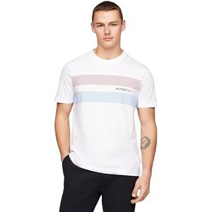 Tommy Hilfiger Heren borst Hilfiger 85 Tee S/S T-shirts, wit, S, Wit, S