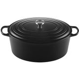 Le Creuset 21178400000430 Signature Gietijzeren Braadpan Met Deksel, Diameter van 40 Cm, Ovaal, Geschikt Voor Alle Warmtebronnen En Inductie, Volume: 13,9 L, Mat Zwart