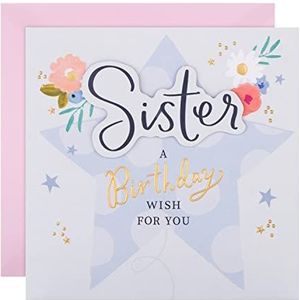 Hallmark Verjaardagskaart voor zus - bloemen en sterren ontwerp