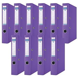 Donau Premium ordner smal 10 stuks/DIN A4 / 5 cm / 10 stuks/violet/kunststof bekleding PP/karton papier sleufmappen bureaumap ringmappen/groene stippen