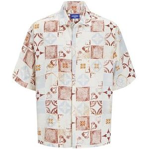 JACK & JONES Overhemd 'JORHydra'  lichtblauw / oranje / roestrood / wit