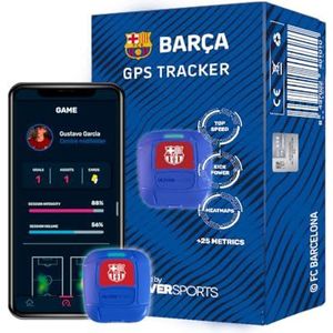 Oliver BARÇA GPS Tracker Powered by Sports Cover voor scheenbeschermers, app iOS en Android, om beter te spelen en letsel te voorkomen, voetbal, volwassenen, uniseks, blauw, maat S