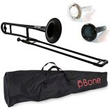 pBone Kunststof trombone zwart met zak en mondstuk