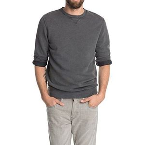 edc by ESPRIT Heren sweatshirt ronde hals - slim fit, zwart (Blackish Grey 013)., XXL