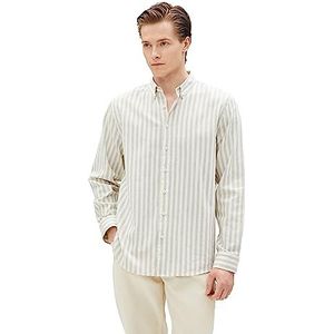 Koton Basic T-shirt voor heren, klassieke hals, lange mouwen, buttoned, 0s2 (Grey Stripe), L