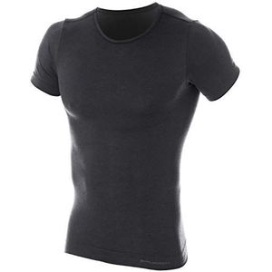 BRUBECK Heren shirt met korte mouwen Merino | sport functioneel ondergoed ademend | ondergoed klimaatregulerend voor mannen | wandelen | trekking | 41% wol | Gr. L | donkergrijs | SS11030