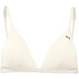 PUMA Dames Ribbed Triangle Bikini Top, White Combo, XL, White Combo, XL