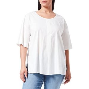 Samoon Casual blouseshirt voor dames, halve mouwen, organisch katoen, halve mouwen, overgesneden schouders, blouse, korte mouwen, effen, gebroken wit, 50 NL