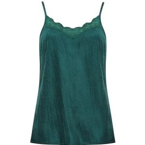 Joe Browns Dames kanten inzetstuk crushed fluwelen cami top shirt, Emerald, 36