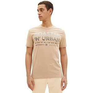 TOM TAILOR Uomini T-shirt 1035541, 21849 - Caramel Beige, S