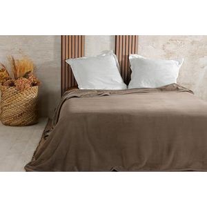 LINDER Sprei van fluweel, wafelpatroon, 180 x 240 cm, taupe