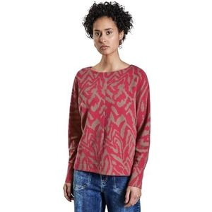 T-shirt - Lange Mouwen - Grafisch Patroon - Materiaalmix met Stretchaandeel