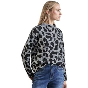 STREET ONE Cosy Sweater_Leo Jacquard, Heather Grey, 34