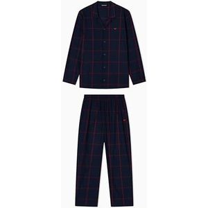 EMPORIO ARMANI MAN'S TARTAN FLANEL LANG PAJAMAS BLAUW M, Blauw, M