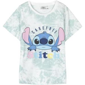 Stitch T-shirt voor kinderen, blauw en wit, maat 14 jaar, korte mouwen, 100% katoen, 145 g/m², stikselprint, origineel product, ontworpen in Spanje, Blauw en wit., 14 Jaren