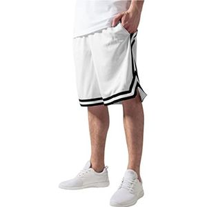 Urban Classics Heren Shorts Stripes Mesh, korte sportbroek voor mannen van licht mesh materiaal, sportshorts in vele kleuren, maten S - 3XL, meerkleurig (Whtblkwht 244), S