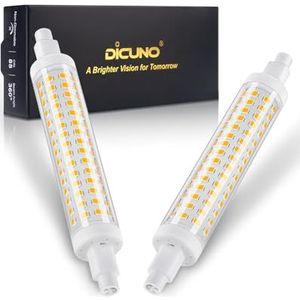DiCUNO LED R7s 118mm gloeilamp, Niet-dimbaar, Warm wit 2700K, 8.5W equivalent 75W halogeenlampen, 950LM, R7s LED lineair licht voor spotlight en wandlamp, 2 stuks