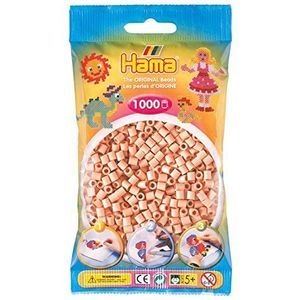 Hama Perlen 207-26 strijkkralenzakje met ca. 1.000 midi knutselkralen met diameter 5 mm in lichtroze, creatief knutselplezier voor groot en klein
