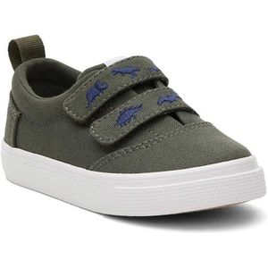 TOMS Fenix Double Strap sportschoenen voor kinderen, Donkere salie, linnen, geborduurd, dino's, 21 EU