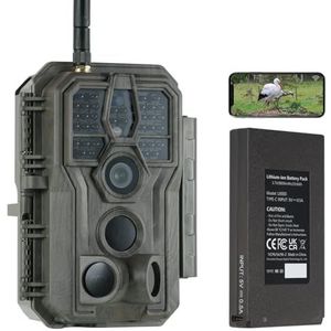 GardePro E8P Wildcamera met wifi, oplaadbare 8000 mAh batterij, 64 MP 1296P, wilddiercamera met bewegingsmelder, nachtzicht, mobiele telefoonoverdracht, wifi, app