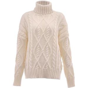 myMo Coltrui voor dames, trendy gestructureerde pullover polyester, wolwit, maat XL/XXL, wolwit, XL