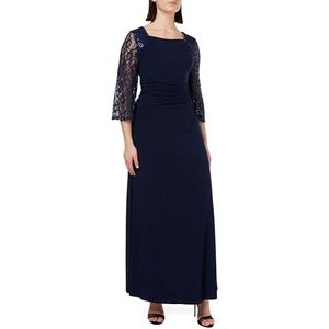 Gina Bacconi Maxi-jurk met pailletten en kanten mouwen voor dames, marineblauw, 40