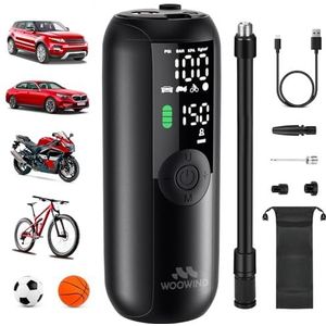 Woowind - LP1 - Draagbare Luchtcompressor - 150 PSI - Elektrische Fietspomp met Digitale Manometer en LED-licht