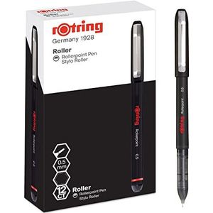 rOtring Rollerball Pen | Naaldpunt (0,5 mm) Rollerpoint voor nauwkeurig schrijven | Zwarte inkt | 12 stuks