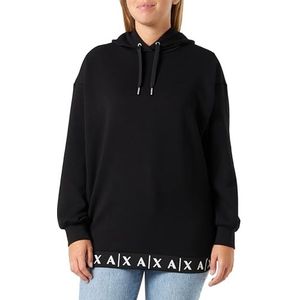 Armani Exchange Super zacht, zijsplits, Hem logo, hoodie, sweatshirt, Schwarz, XS