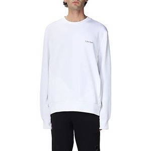 Calvin Klein Heren Micro Logo Repreve Sweatshirt Zwaargewicht Breien, Helder Wit, XL