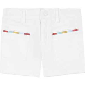 Gocco Geborduurde shorts met zakken voor meisjes, Optisch wit, 4 Jaren