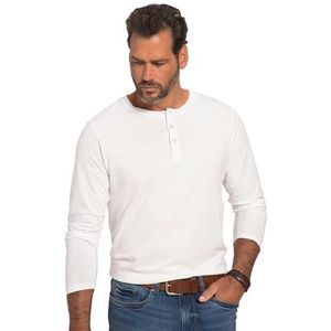 JP 1880 - Henley - Sneeuwwit - Shirt - Lange Mouwen - Knoopsluiting - Tot 8XL