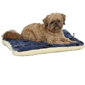 MidWest Homes for Pets Omkeerbare poot print huisdier bed in blauw/crème, hondenbed meet 59,69 l x 43,18 B x 7,11 H cm voor kleine honden, machinewas; blauw; Model 40224-FVBLS