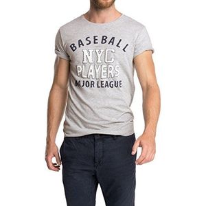 ESPRIT Heren T-shirt met mesh-print - Slim Fit 084EE2K009, Grijs (Colourway 1 113), 3XL