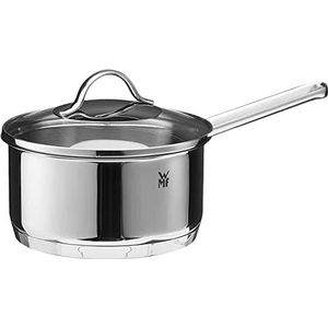 WMF Provence Plus steelpan 16 cm, glazen deksel, kleine kookpan 1,4 l, melkpan inductie, Cromargan gepolijst roestvrij staal, ongecoat, ovenbestendig