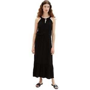 TOM TAILOR Maxi-jurk voor dames met volant, 14482 - Deep Black, 34