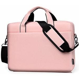 CKK Laptoptas, 14,1 inch, laptopschoudertas met schouderriem, handgreep, aktetas, waterafstotende beschermhoes, notebooktas voor dames en heren, roze