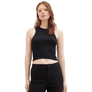 TOM TAILOR Denim Cropped Basic Top voor dames, 14482 - Deep Black, L/XL