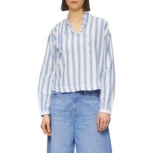 Blouse - Blauw - Ronde Hals - Lange Mouwen - Ruches en Glitterdetails