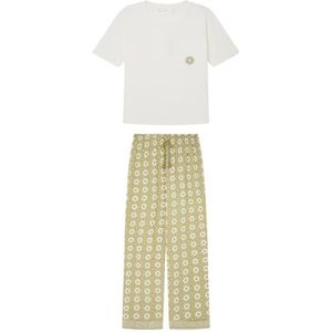 Women'Secret Weekly Sunshine Lange pyjama voor dames, Ivoor, XS