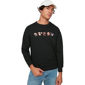 Trendyol Heren ronde hals effen regular sweatshirt, zwart, L, Zwart, L
