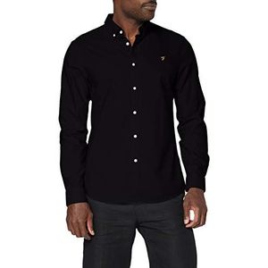 Farah Heren Brewer Katoen Oxford Slim Fit Shirt, Zwart, XL
