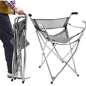 Freshore Wandelstok met zitting, opvouwbare campingkruk, mobiele stoel, robuuste hulp voor senioren, maat large, grijs