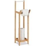 Relaxdays toiletrolhouder staand - wc rol houder - bamboe - reserverolhouder wc rollen