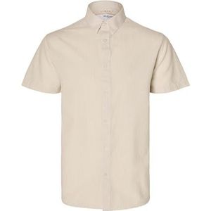 Slhreg-New Linen Shirt Ss Noos, Pure kasjmier/Stripes: strepen, XL