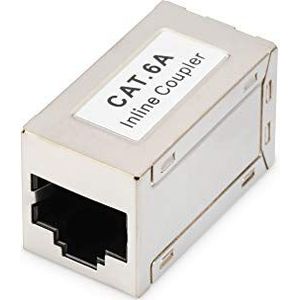 DIGITUS CAT 6A Modulaire Koppeling - 2x RJ45 Aansluiting - afgeschermd - 10 Gbit/s - Netwerkkabel Connector Ethernetkabel Patchkabel LAN Kabel - Zilver