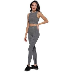 Heart And Soul 2-delige sportfitnessset voor dames | hoge taille leggings en elastisch T-shirt zonder naden | yoga-sportkleding set | kleur wit/zwart | maat M/L