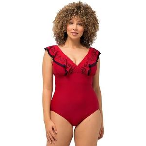 Ulla Popken Laura, Cutout, Volants Badpak voor dames, rood, 44